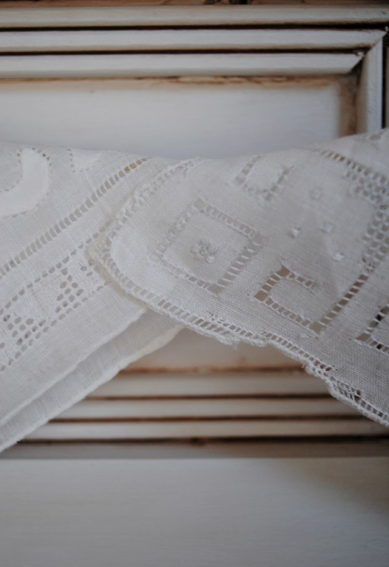 antique handkerchief garland, vintage wedding