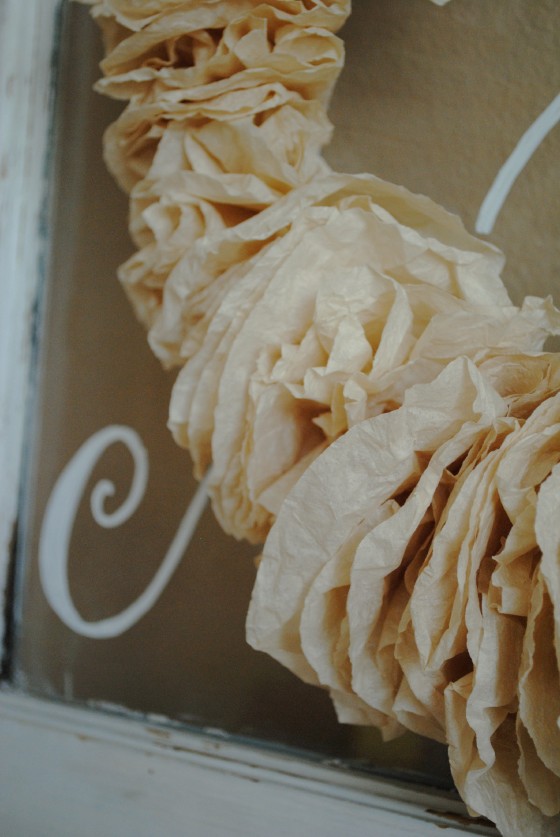 hand dyed coffee filters, wedding decor, antique window, & sign, rustic